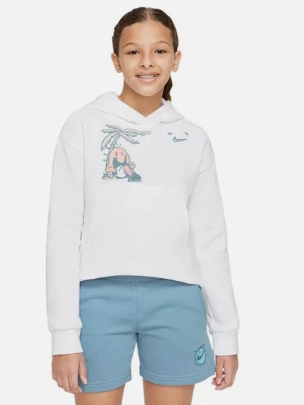 Nike Girls' Sun Club Fleece Pullover Hoodie (White)
